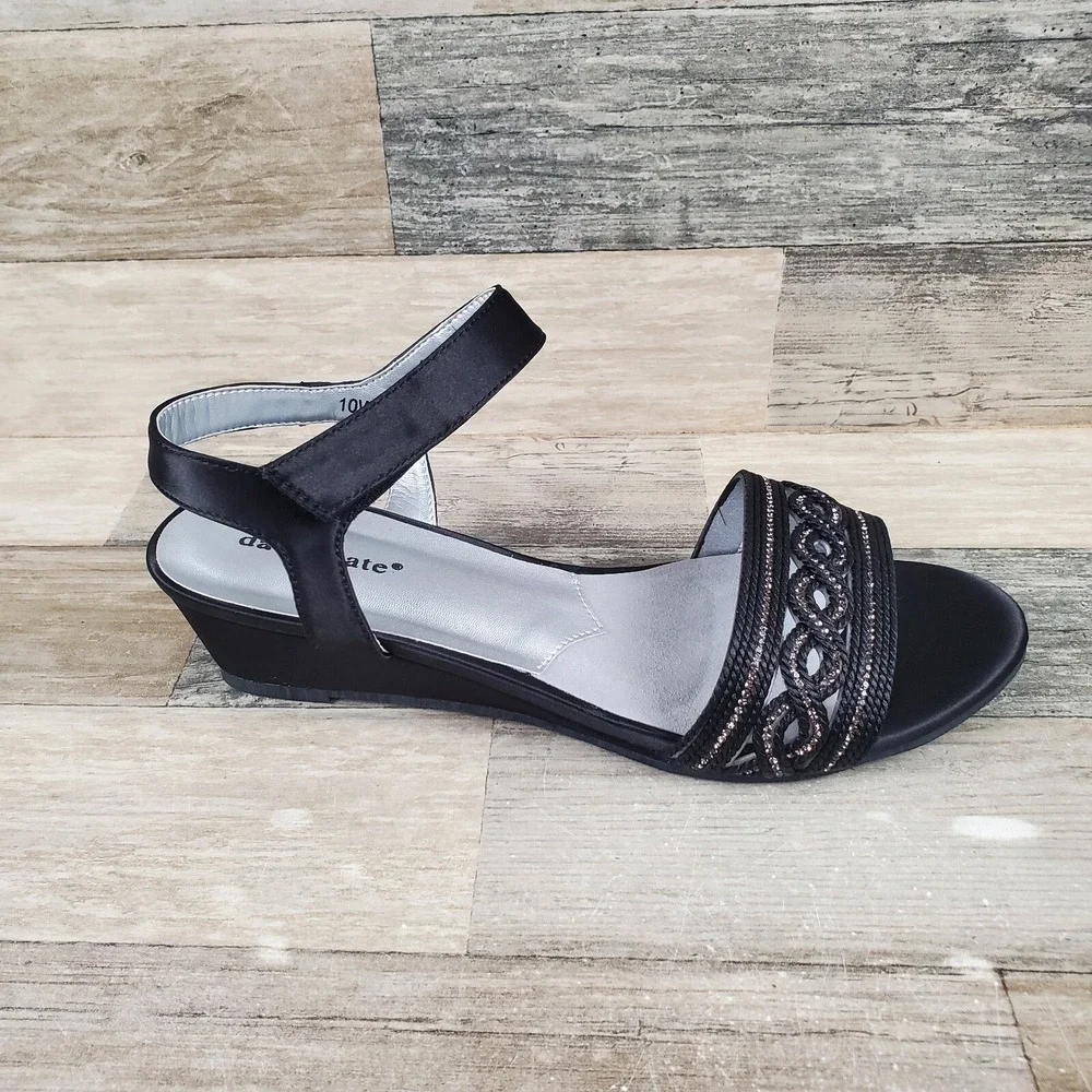 David Tate Indigo Sandals Womens Sz 10 W Wide Satin Cord Open Toe Ankle Strap